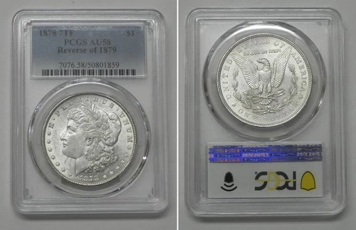 1878 7TF Rev of 79 Morgan Dollar, PCGS AU58  #1859