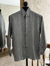 Vintage VERSACE Classic Men's Gray Monogram Dress Shirt Button Down Long Sleeve