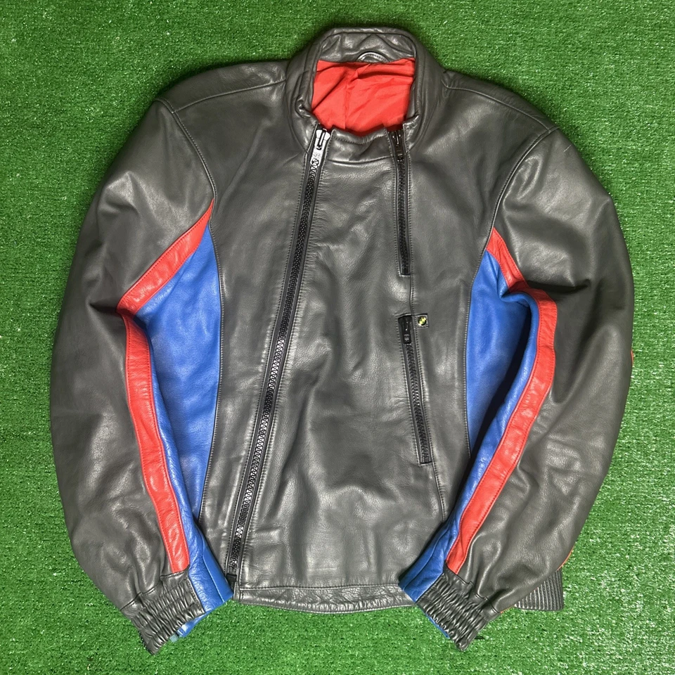 Chaqueta de cuero vintage para motocicleta BMW Foto 2 de 4