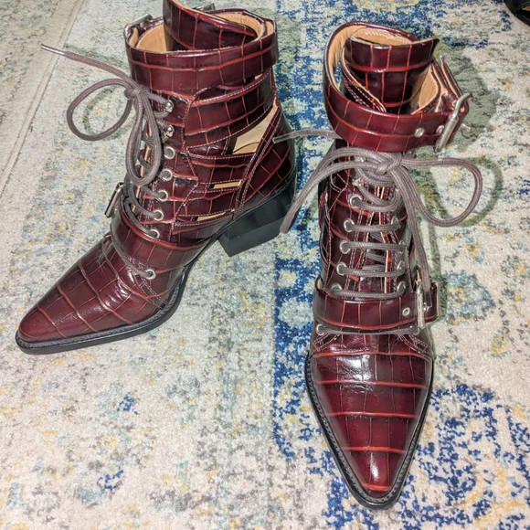 CHLOE Python Rylee Snakeskin Embossed Cut Out Lea… - image 1