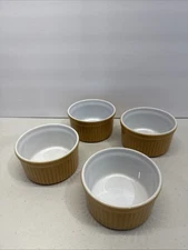 Set of 4 Emile Henry Yellow Ramekin/Custard/Soufflé Dishes French Ceramic 68 10