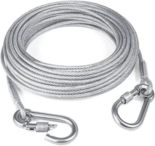 Tresbro 30FT Reflective Tie Out Cable for Dogs up to 250 Pounds, Steel Wire Lead