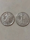 LOT of 2 - 1945P   LIBERTY WALKING   Silver Half Dollars 90% Silver