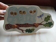 IKEA Vandring Owl Wall Hanging Coat Rack Hooks Vintage VGC 2 hooks 