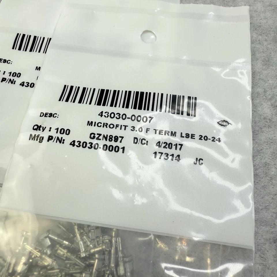Bulk 400ct Molex 43030-0007 Female Micro-Fit 3.0 Crimp Terminals Pins 20-24 AWG - Image 3 of 3