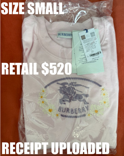 SMALL BURBERRY FLORAL MALLOW PINK EQUESTRIAN KNIGHT FRANKIE T-SHIRT RETAIL $520