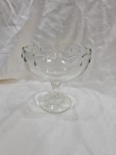 Vintage Clear Glass Pedestal Compote/Bowl with Scalloped Rim No Chips Or Cracks 