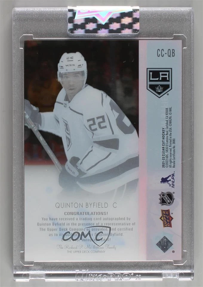 2021 Upper Deck Clear Cut Rookies Exclusives /35 Quinton Byfield Rookie Auto RC - Image 2 of 2