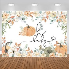 8x6 ft Orange Pumpkin Baby Shower Backdrop Gender Neutral Oh Baby Background