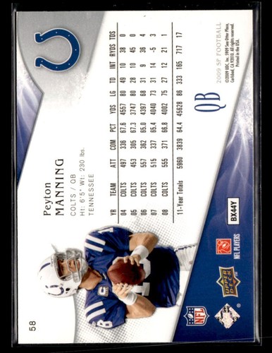 2009 SP #58 Peyton Manning - Picture 2 of 2
