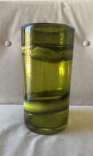 Murano Art Style Chartreuse  Olive Hand Blown Thick Glass Vase 10  X 5  