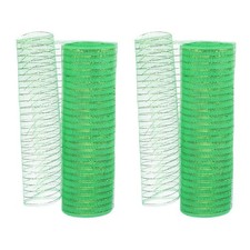 2 Pcs Decorative Mesh Ribbon, 10" x 10 Yard Mesh Ribbon Roll, Bright Green