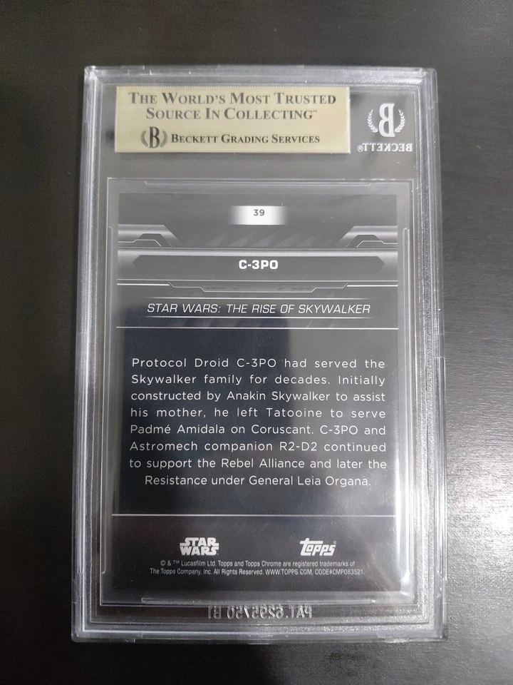 2024 Topps Chrome Black Star Wars C-3PO Superfractor Refractor 1/1 BGS 9.5 - Image 2 of 4