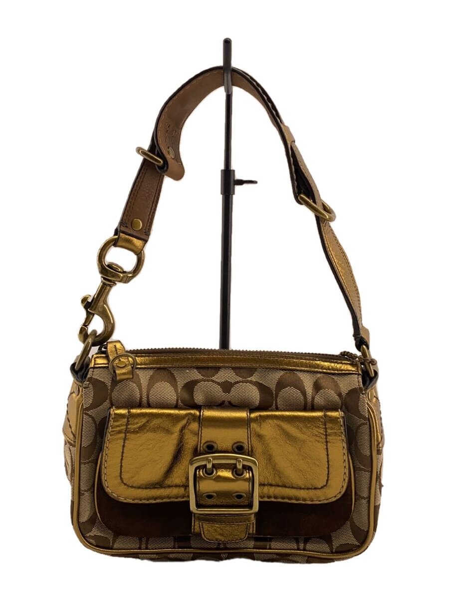 COACH Signature Beige Canvas Shoulder Bag BRW