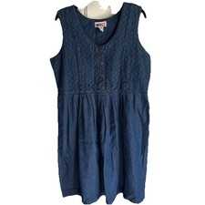 Vintage Sz Large Button Front Long Denim Cotton Dress Y2K Everyday Casual Chic