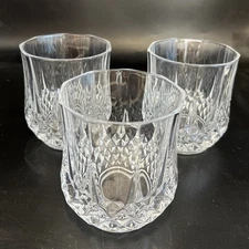 Set Of 3 Cristal D'Arques-Durand Longchamp Clear Double Old Fashion Glasses