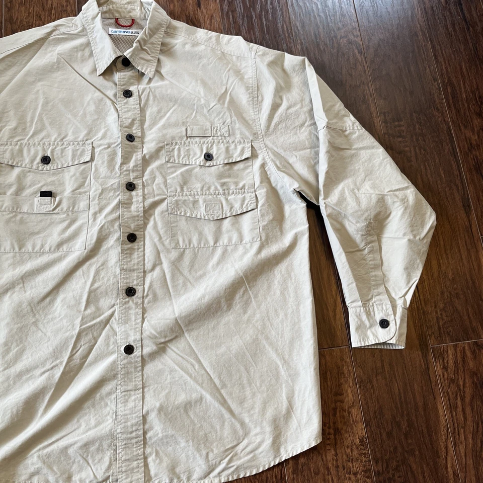 Camisa Canyon River Azul Abotonada Caqui Talla Grande Foto 3 de 4