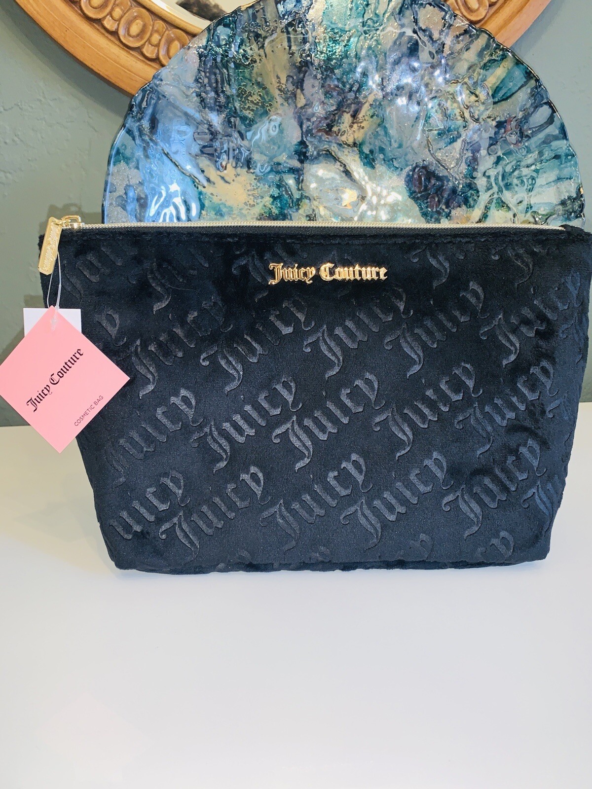 NEW Juicy Couture Makeup Bag Velour Black Logo NWT | eBay
