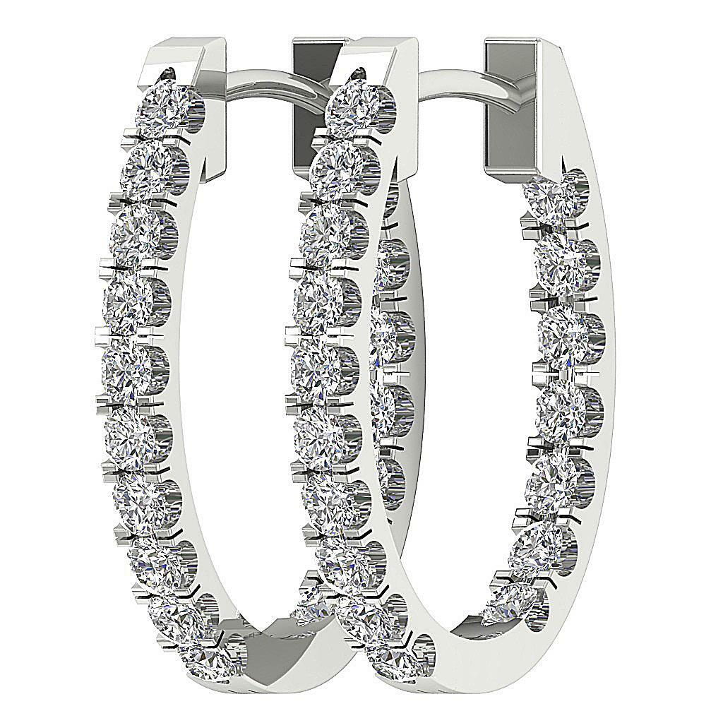 Natural Diamond Oval Hoops Earrings SI1 G Carat 14K White Gold  Appraisal