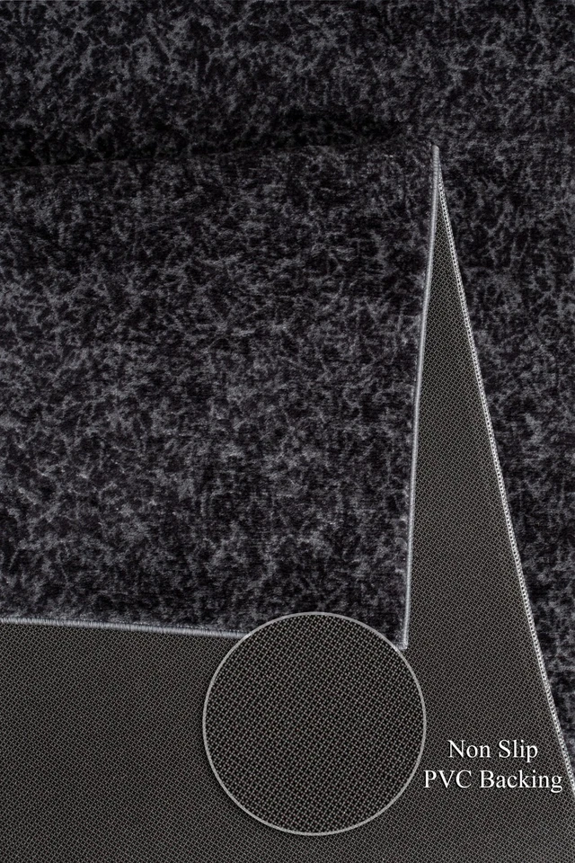 Non Slip Carpet Runner Rug, Machine Washable, PVC Rubber Backing, Dark Gray - Image 2 of 4