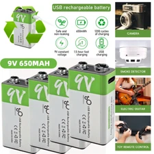 9V 9 Volt Li-ion USB Rechargeable Batteries 5800mWh Lithium Ion Battery Type C