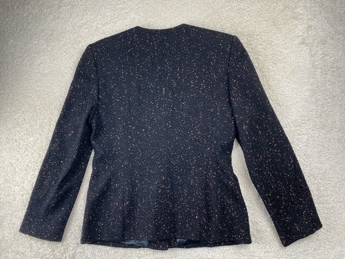 JAEGER Blazer Women’s 6 UK Made Tweed Black Wool Blend - Picture 2 of 13