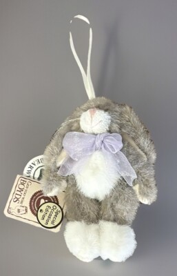 Boyds Bear Hopsey Mini Grey Bunny Rabbit Stuffed Animal Plush Easter Decor 4 