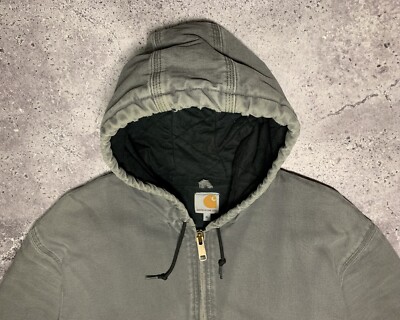 Vintage Carhartt 80s/90s Gray Zip Cotton Faded Heavy Jacket Made