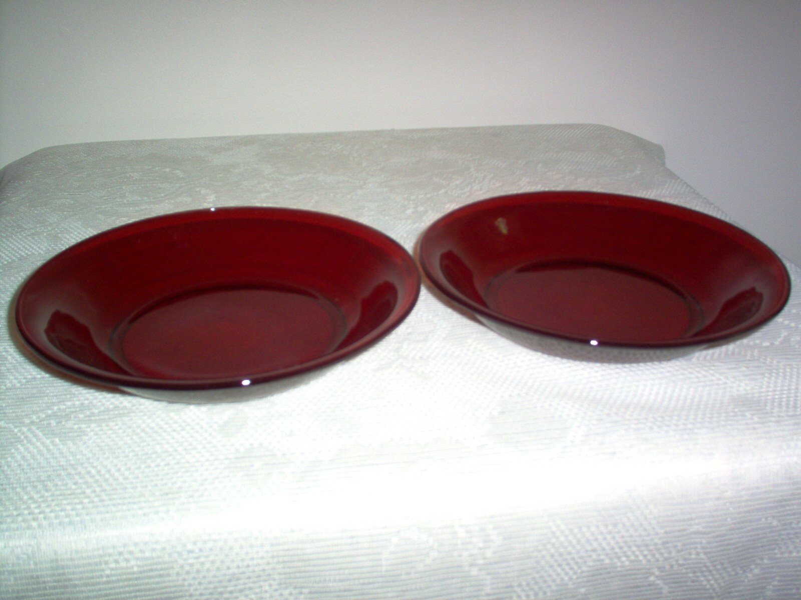 Hocking Royal Ruby Low Soup Bowls 7 1/2" x 1 1/2" Set of 2 MINT eBay