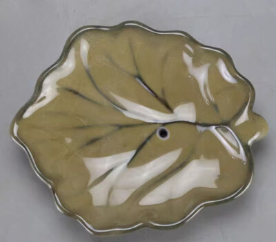 6.1'' Collect China Ceramics Ge Kiln Porcelain Handmade Leaf Flowerpot Basin 哥瓷花盆