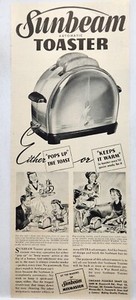 1944 Sunbeam Toaster Pops Up Original Print Ad Life Magazine 40's