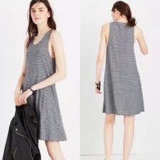 Madewell Womens Highpoint Stripe Tank Shift Dress XS Black Grey Knit Tee