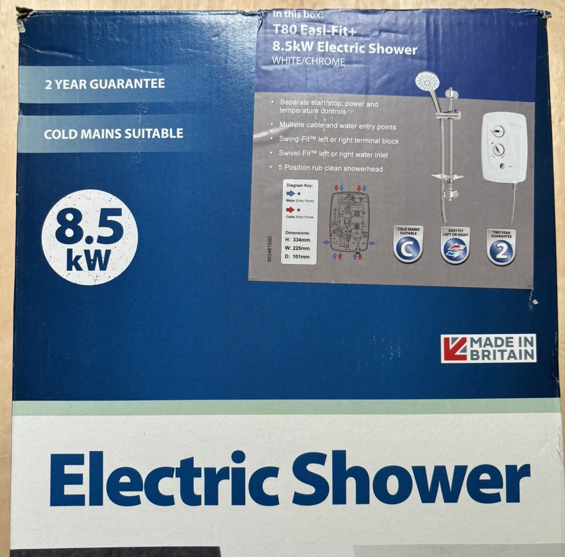 Triton T80 EasiFit + 8.5kw Electric Shower In White & Chrome eBay