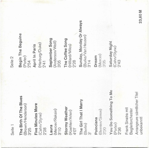 Frank Sinatra – Frank Sinatra, Original Cassette, German Democratic Version - Picture 6 of 6
