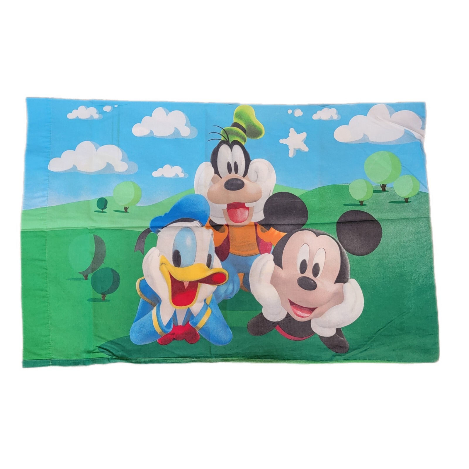Disney Vintage Mickey Mouse Donald Duck Goofey Clubhouse Pillow Case
