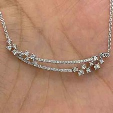 1.10Ct Round Cut VVS1/D Diamond Bar Pendant 14K White Gold Finish 18" Free Chain