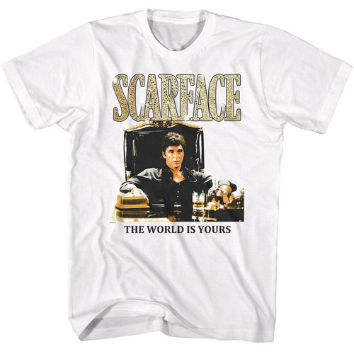 Camiseta para hombre Scarface Classic Movie Tony At Desk The World Is Yours - Imagen 1 de 3