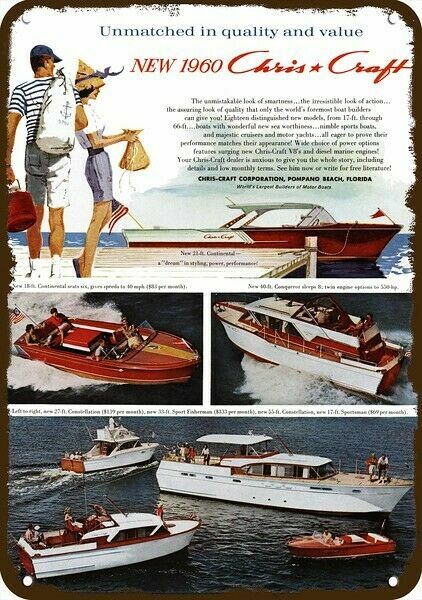 1960 CHRIS CRAFT CONSTELLATION Wood Boat Vntg-Look