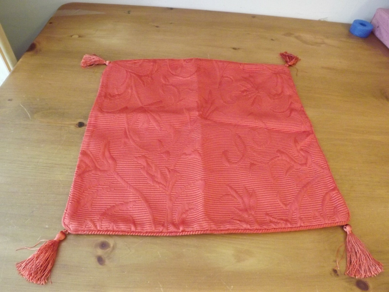 brand new PILLOW COVER burnt orange 17" SQ ribbed embroidered zipper 2