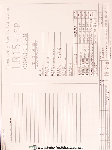 Okuma LB15-1SP, Electrical Drawings Manual 1987 - Picture 2 of 6