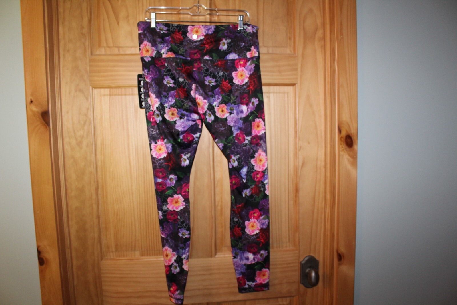 black floral workout leggings