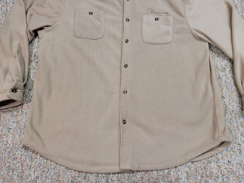 Ducks Unlimited Shirt Men XL Beige Fleece Button Down Soft Duck Hunting Outdoors - Image 3 of 4