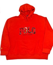 Polo Ralph Lauren Fleece Hoodie Red Pullover Patch Logo 2XB 2X Big NWT