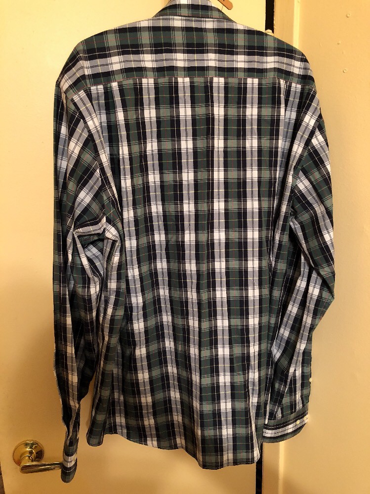 Camicia abito Yves Saint Laurent YSL a quadri a quadri verde bianco 45 18