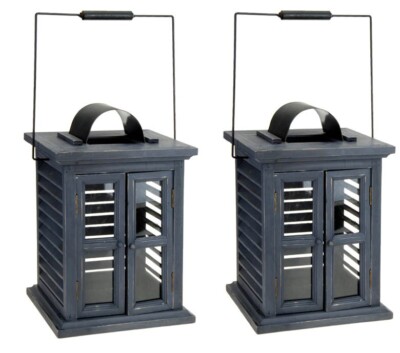 2 Outdoor Garten Kerzen Windlicht Altholz Deko Grab Kerzenhalter