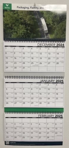 2025 Wall Spiral Calendar 3 Months from December 2024 (12 x 28)