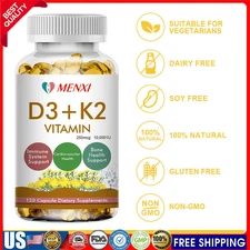 Vitamin D3 10000 IU + K2 MK7 250mcg Immune Support Strong Bones 120 Capsules NEW