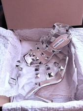Steve Madden ??Gladiator Strappy Sandals/stileto??Perspex/Silver??Uk 3??BNWB