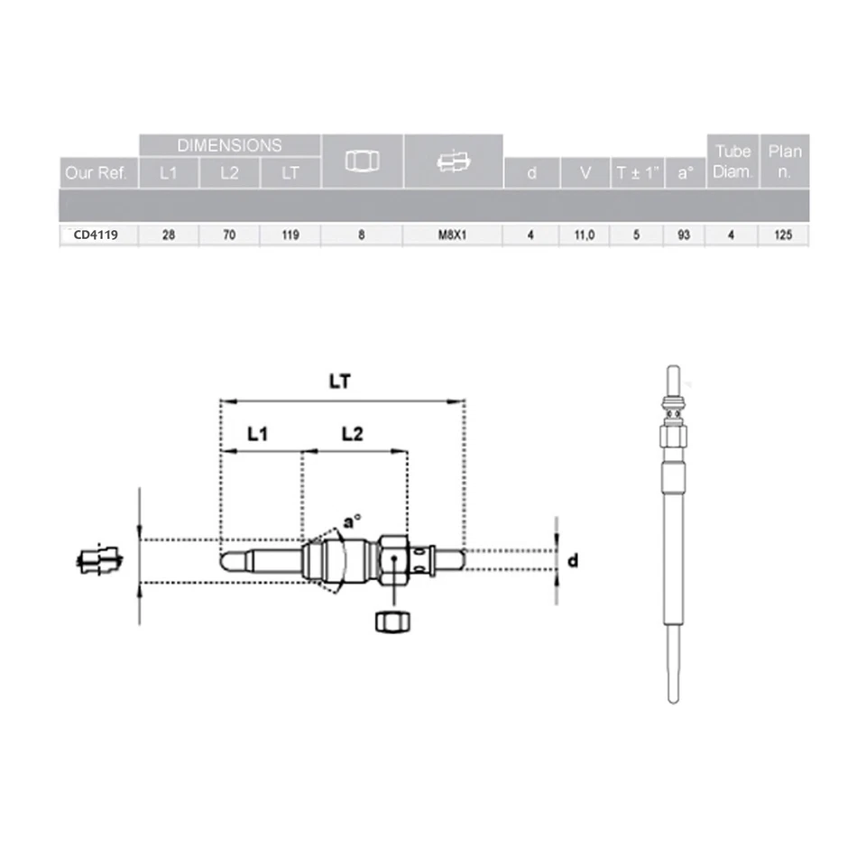 4x Candelette Accensione per FIAT PANDA 1.3 D +4X4 kw 51/55 2003-2013 CD4119 - Imagen 4 de 4