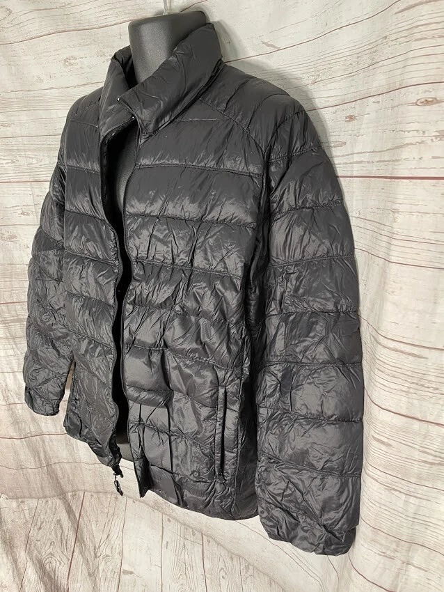 JCP 深蓝色尼龙全拉链鹅绒冬季 Puffer 夹克男式 XL 码 — 第 3/4 张图片